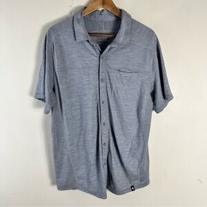 Smartwool Men’s Short Sleeve Button Down Grey Size Large Merino Wool